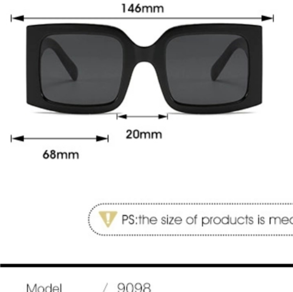 SQUARE BLACK UV 400 SUNGLASSES - Picture 4 of 5